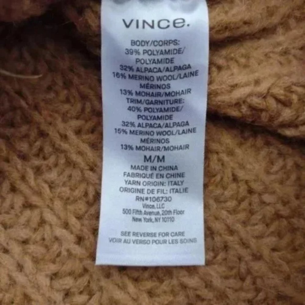 Vince Alpaca Mohair Mock Neck Sweater M Brown Marled NWT Winter Holiday - Picture 7 of 7